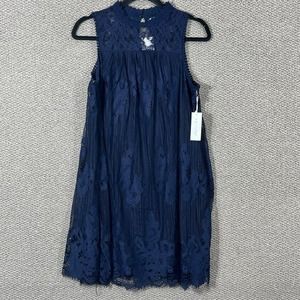 Skylar‎ + Jade Dress Womens Medium Darkest Indigo Lace Halter Sleeveless NEW